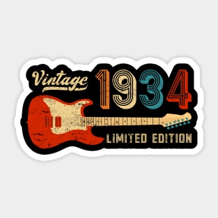 Vintage 1934 Birthday Classic Music Lover Guitarist Sticker